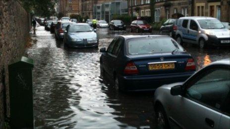 Flooding on Balcarres Street in Edinburgh