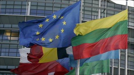 EU and national flags at Strasbourg