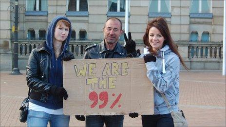 Protesters at Occupy Birmingham