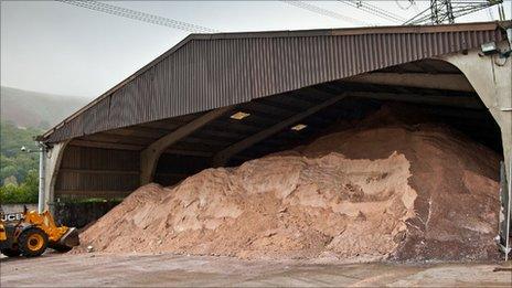 Grit stockpile at Llanfoist