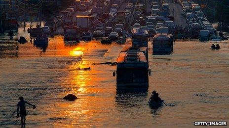 Flooding at Rangsit on the outskirts of Bangkok