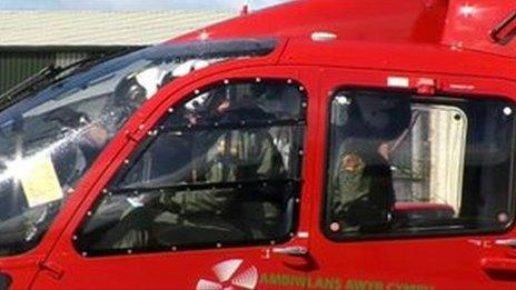 Air ambulance crew as they are about to take off