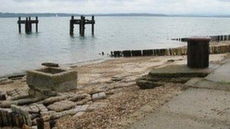 Mulberry Harbours remains at Lepe beach