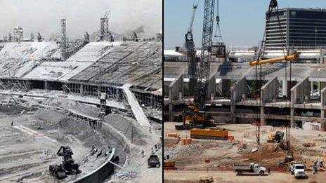 Maracana being built. Photo Suderj - Maracana renovation