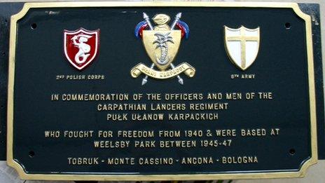 The Carpathian Lancers memorial plaque