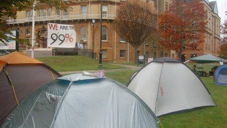 Tents outside Bournemouth Town Hall