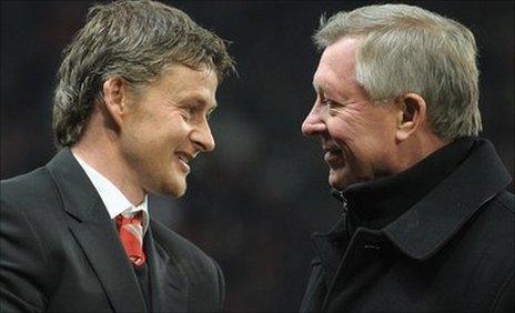 Molde and Manchester United managers Ole Gunnar Solskjaer and Sir Alex Ferguson