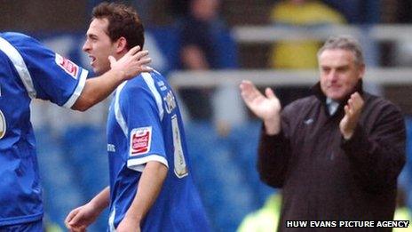 Former Cardiff striker Michael Chopra and manager Dave Jones