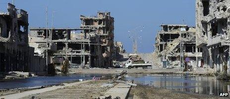 Destroyed buildings in Sirte, Libya (28 October 2011)