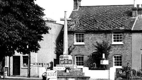 Amesbury war memorial in the 1960s