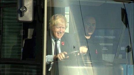 Boris Johnson driving bus