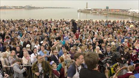 Crowds on Margate seafront for Turner Contemporary opening