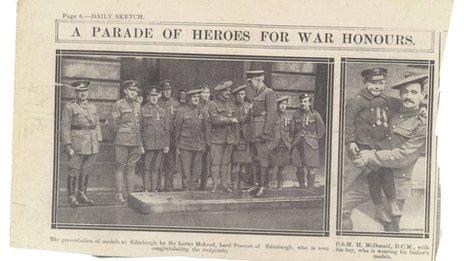 Robert Grubb being honoured at the Presentation of Medals by Lord Provost Sir Lorne McLeod on 22 March 1919