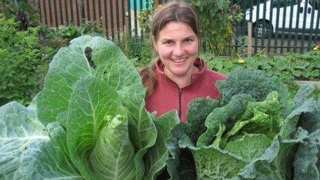 Emma Maxwell in the Newtown community garden