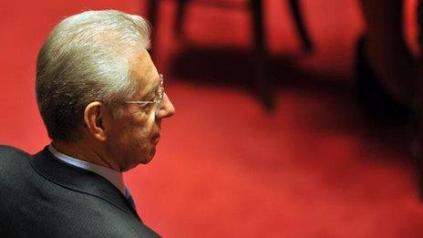 Mario Monti arriving in the Italian senate (11 Nov 2011)