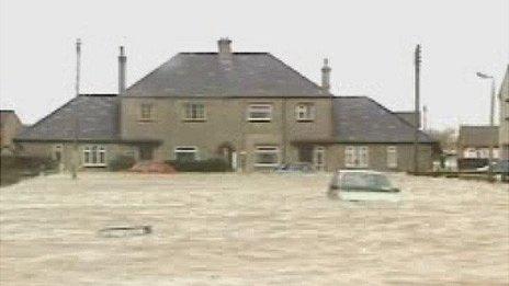 Flood defences were breached in the Towyn area in 1990