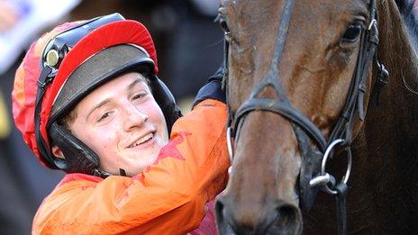 Harry Derham celebrates with Brampour