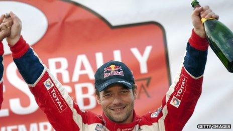 Sebastien Loeb later claimed his prize at Cardiff Castle