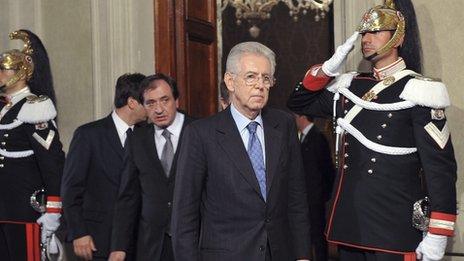 Mario Monti after meeting president - 13 November