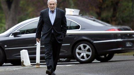 Dominique Strauss-Kahn arriving at a polling station for the Socialist party's 2011 primary vote for France's 2012 presidential election in Sarcelles, a northern suburb of Paris on 9 October 2011