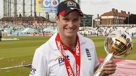 Andrew Strauss with the ICC mace