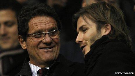 England coach Fabio Capello and David Beckham