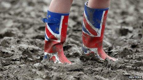 Wellington boots at Glastonbury Festival