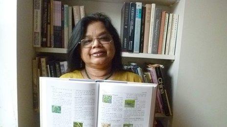 Prof Anvita Abbi with her dictionary