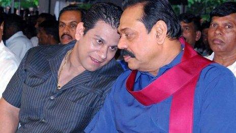 Duminda Silva (left) with President Rajapaksa