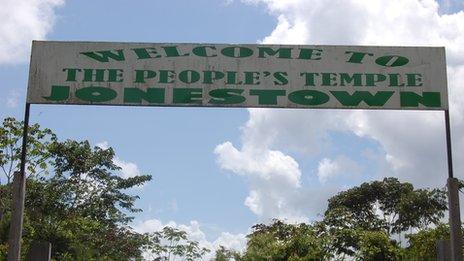 A sign in front of what was Jonestown