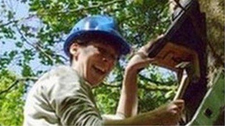 Bat box being put up at Burrator Reservoir