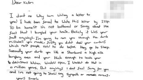 Burglar's letter