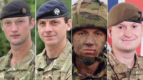 Lt David Boyce, L/Cpl Richard Scanlon, L/Cpl Peter Eustace, and Pte Thomas Lake