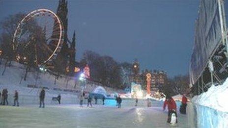 Christmas ice rink in Edinburgh