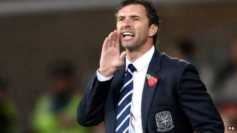 Wales manager Gary Speed shouts out instuctions during the 4-1 friendly win over Norway