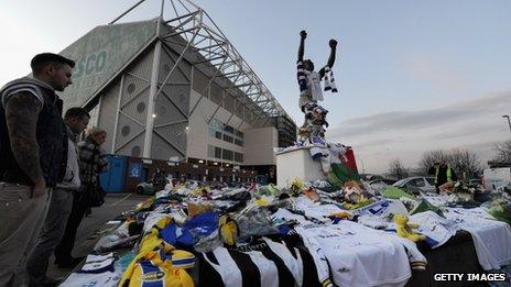 Tributes left at Leeds, one of Gary Speed's former clubs