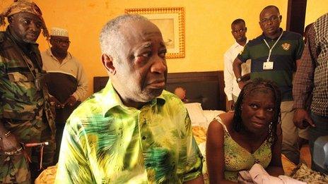 Laurent Gbagbo and his wife, Simone, after his arrest on 11 April 2011