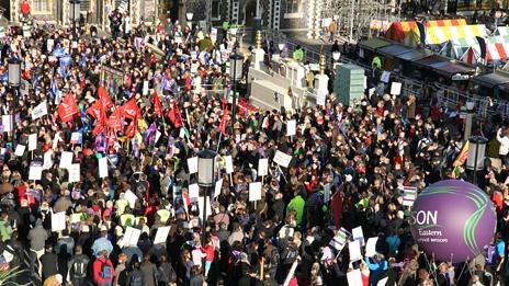 Protesters rally outside City Hall in Norwich for a public sector strike