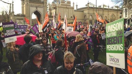 Marchers assembling in Victoria Park