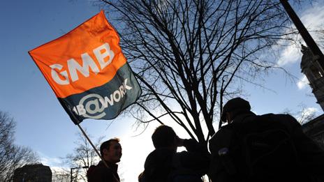 Public sector workers march through the centre of Cardiff