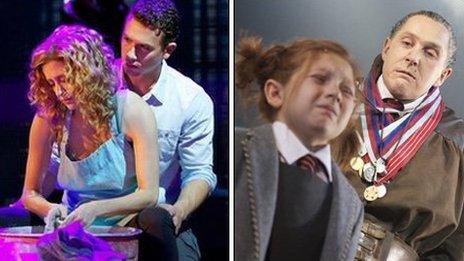 Scenes from Ghost The Musical (photo: Sean Ebsworth Barnes) and Matilda The Musical (photo: Manuel Harlan)