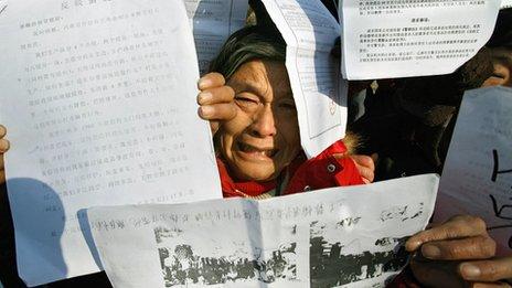 File image of a petitioner in Beijing