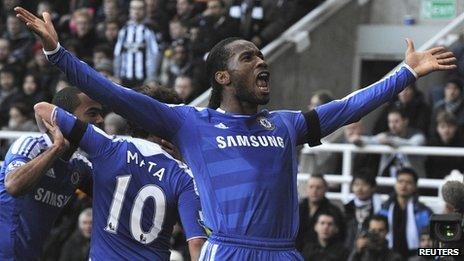 Didier Drogba celebrates scoring