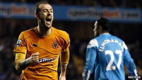 Steven Fletcher celebrates scoring for Wolves