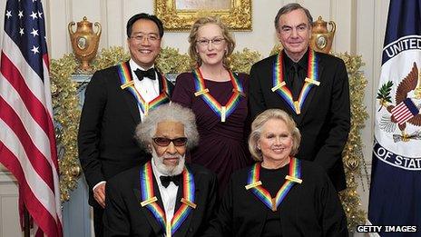 Clockwise from top left: Yo-Yo Ma, Meryl Streep, Neil Diamond, Barbara Cook and Sonny Rollins