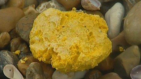 Yellow lump of wax