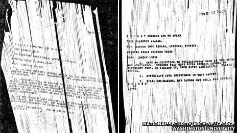 Two pages of shredded CIA documents, courtesy of the National Security Archive