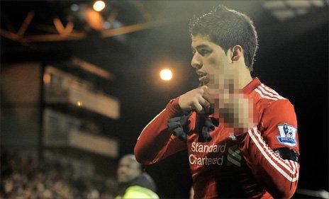 Liverpool striker Luis Suarez at Fulham on Monday