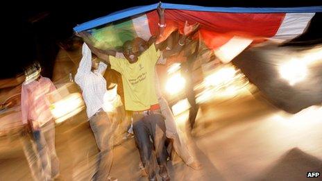 South Sudanese celebrating independence in Juba