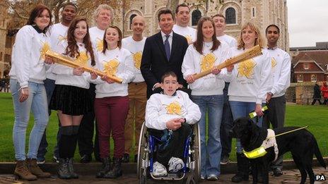 Torchbearers with Seb Coe at the Tower of London